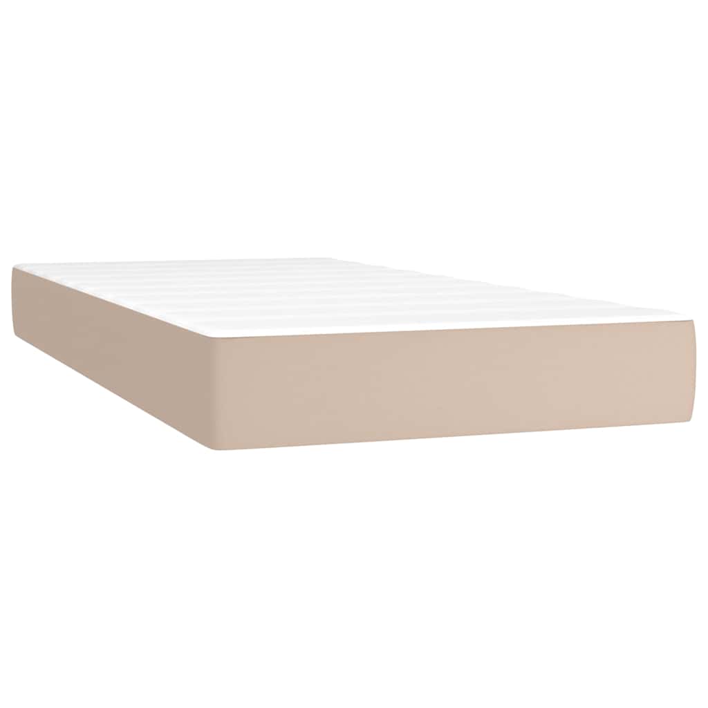 vidaXL Κρεβάτι Boxspring Στρώμα&LED Καπουτσίνο 120x190 εκ. Συνθ. Δέρμα
