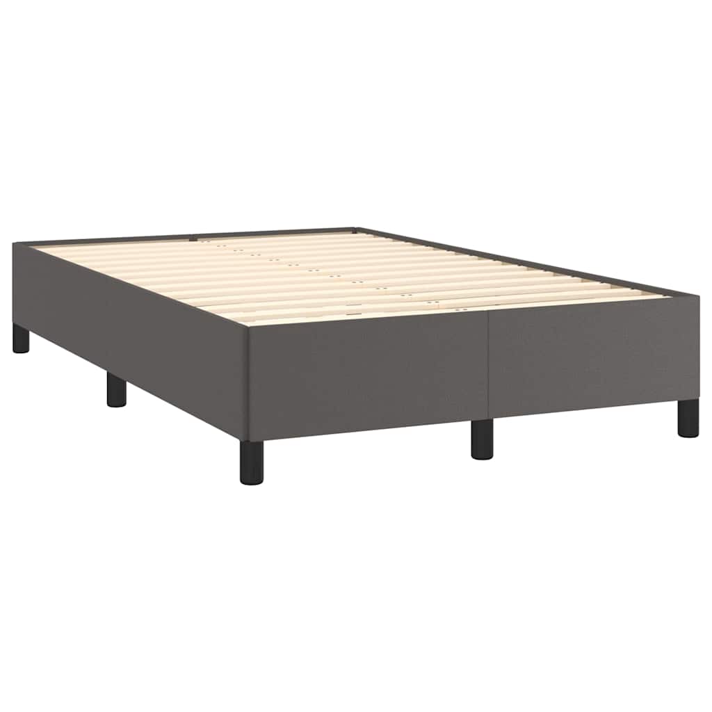 vidaXL Κρεβάτι Boxspring με Στρώμα & LED Γκρι 120x190 εκ. Συνθ. Δέρμα