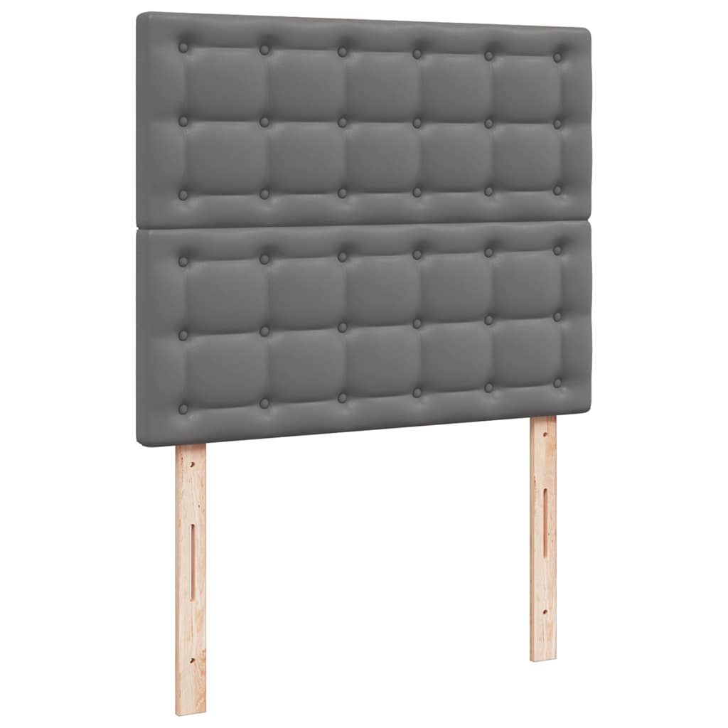 vidaXL Κρεβάτι Boxspring με Στρώμα & LED Γκρι 120x190 εκ. Συνθ. Δέρμα