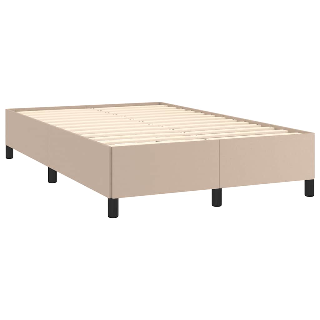 vidaXL Κρεβάτι Boxspring Στρώμα&LED Καπουτσίνο 120x190 εκ. Συνθ. Δέρμα