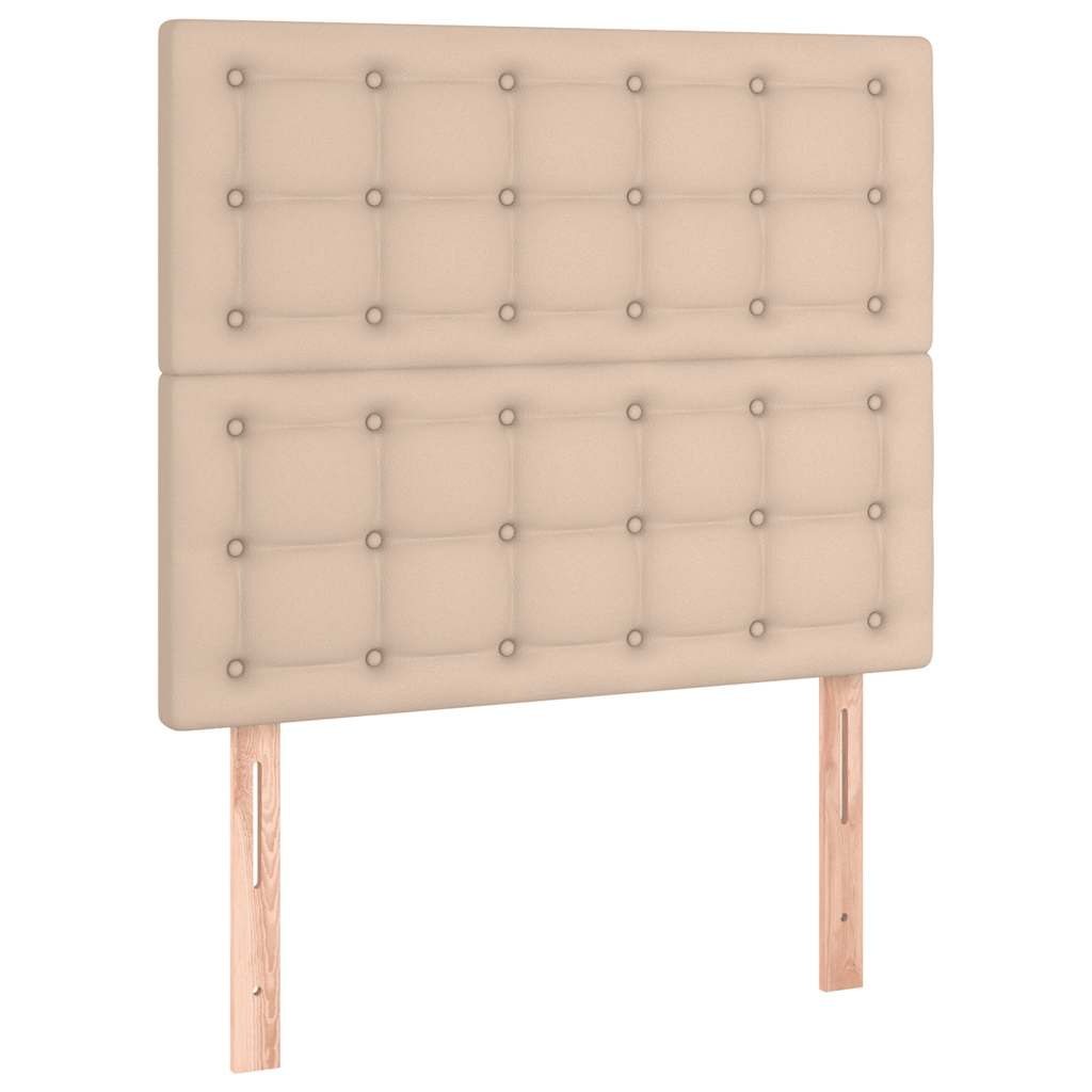 vidaXL Κρεβάτι Boxspring Στρώμα&LED Καπουτσίνο 120x190 εκ. Συνθ. Δέρμα