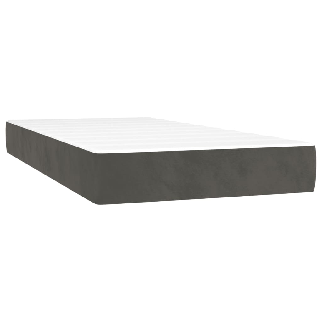 vidaXL Κρεβάτι Boxspring με Στρώμα & LED Σκ.Γκρι 120x190εκ. Βελούδινο