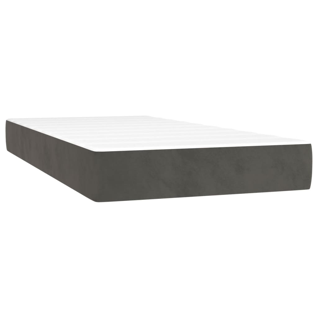 vidaXL Κρεβάτι Boxspring με Στρώμα & LED Σκ.Γκρι 120x190εκ. Βελούδινο