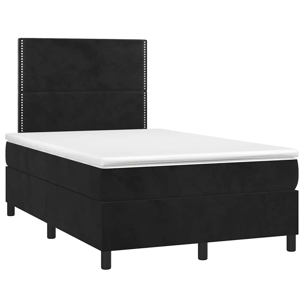 vidaXL Κρεβάτι Boxspring με Στρώμα & LED Μαύρο 120x190 εκ. Βελούδινο