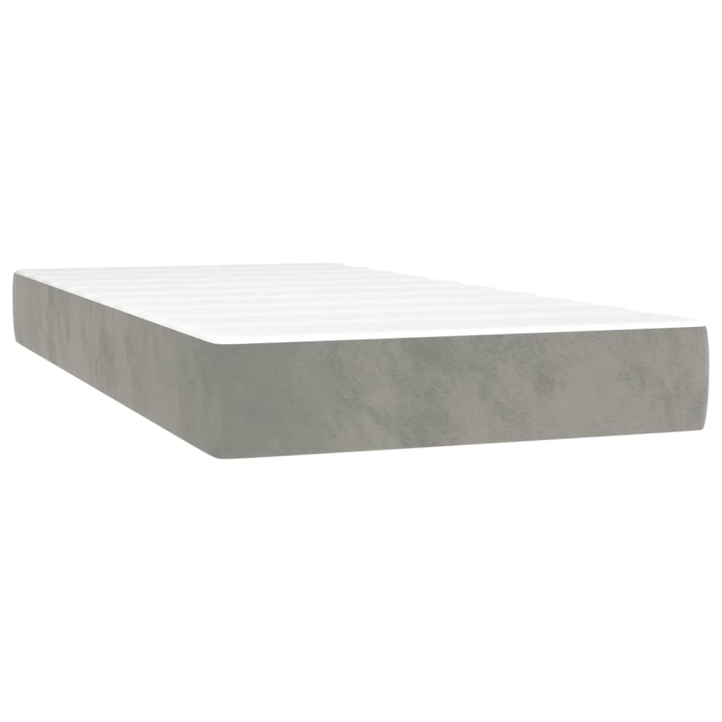 vidaXL Κρεβάτι Boxspring με Στρώμα & LED Αν.Γκρι 120x190εκ. Βελούδινο
