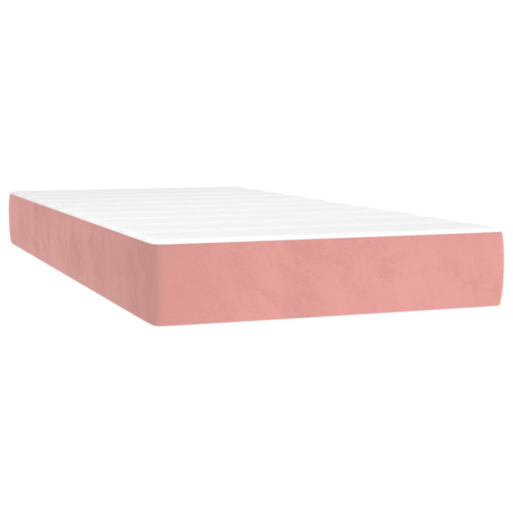 vidaXL Κρεβάτι Boxspring με Στρώμα & LED Ροζ 120x190 εκ. Βελούδινο