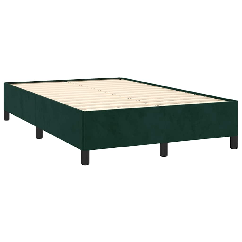 vidaXL Κρεβάτι Boxspring με Στρώμα & LED Σκ. Πράσινο 120x190εκ Βελούδο