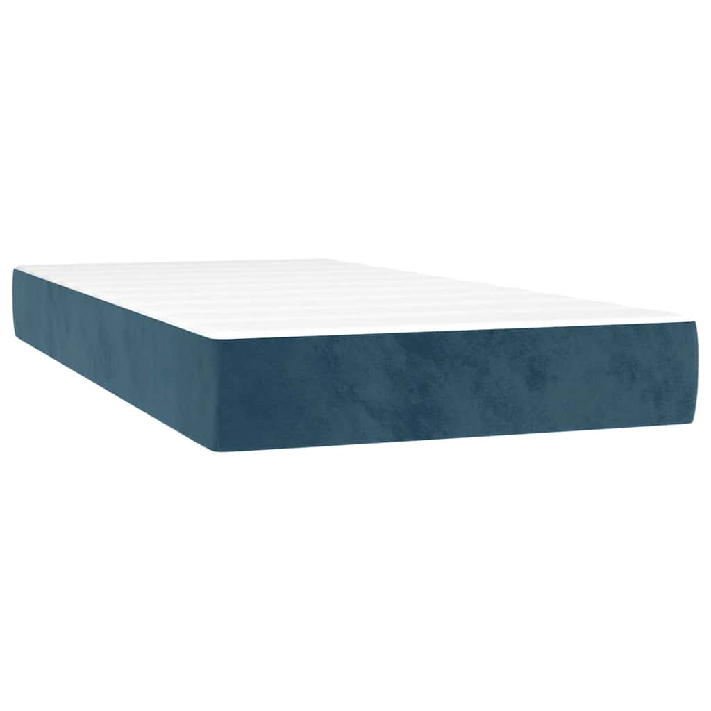 vidaXL Κρεβάτι Boxspring με Στρώμα & LED Σκ. Μπλε 120x190εκ. Βελούδινο
