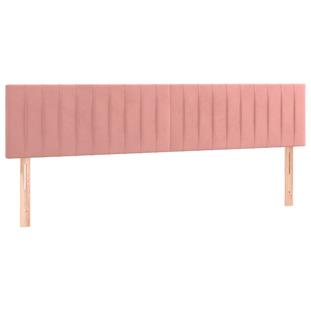 vidaXL Κρεβάτι Boxspring με Στρώμα & LED Ροζ 120x190 εκ. Βελούδινο
