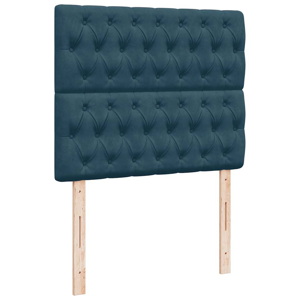 vidaXL Κρεβάτι Boxspring με Στρώμα & LED Σκ. Μπλε 120x190εκ. Βελούδινο
