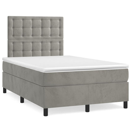vidaXL Κρεβάτι Boxspring με Στρώμα & LED Αν.Γκρι 120x190εκ. Βελούδινο
