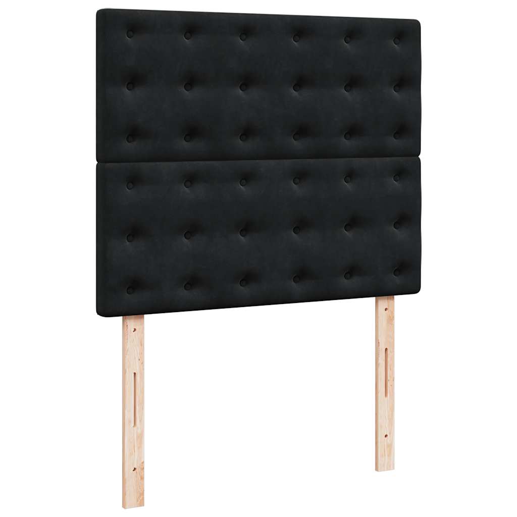 vidaXL Κρεβάτι Boxspring με Στρώμα & LED Μαύρο 120x190 εκ. Βελούδινο