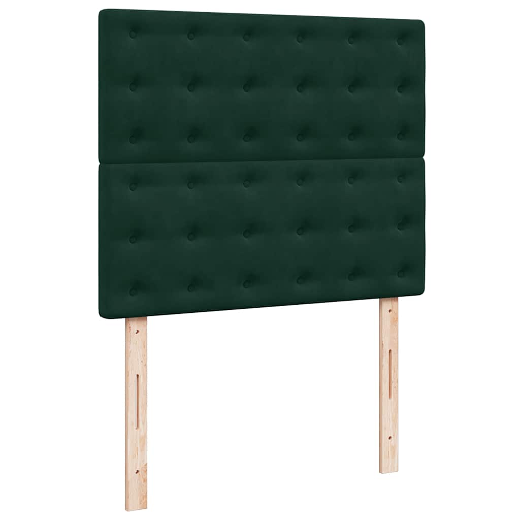 vidaXL Κρεβάτι Boxspring με Στρώμα & LED Σκ. Πράσινο 120x190εκ Βελούδο