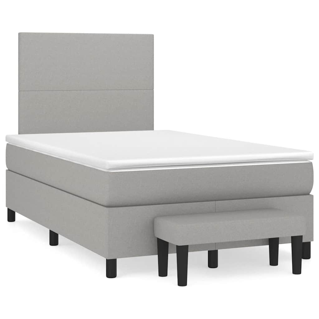 vidaXL Κρεβάτι Boxspring με Στρώμα Ανοιχτό Γκρι 120x190 εκ. Υφασμάτινο