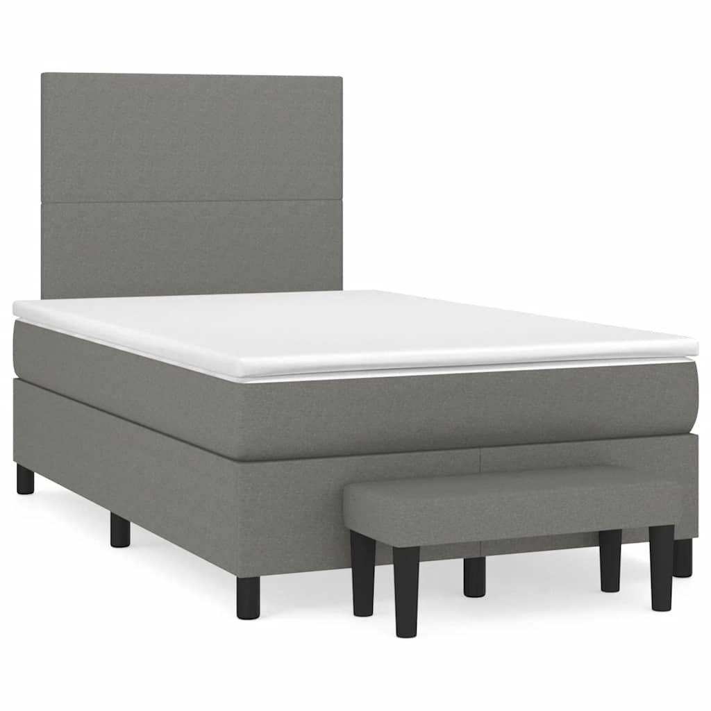 vidaXL Κρεβάτι Boxspring με Στρώμα Σκούρο Γκρι 120x190 εκ Υφασμάτινο