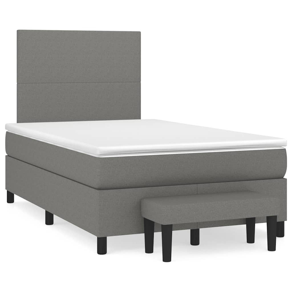 vidaXL Κρεβάτι Boxspring με Στρώμα Σκούρο Γκρι 120x190 εκ Υφασμάτινο