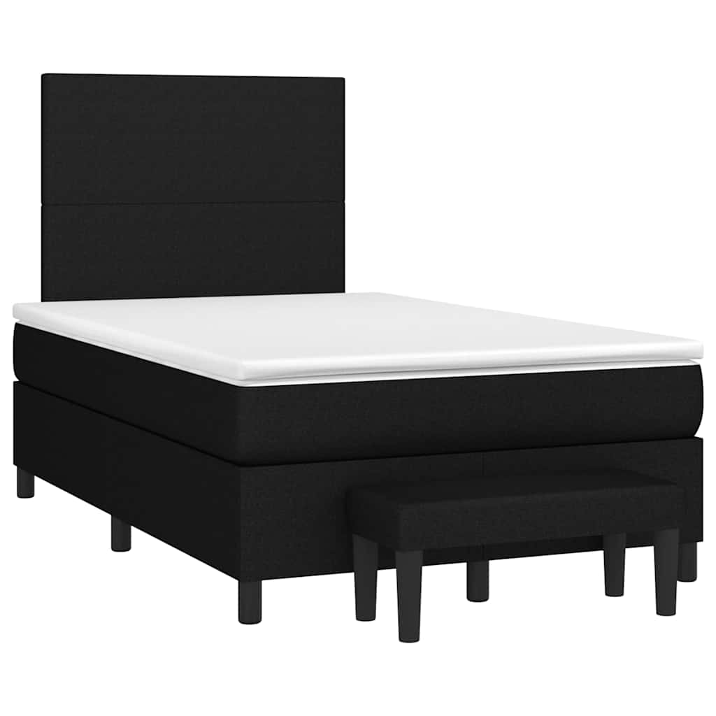 vidaXL Κρεβάτι Boxspring με Στρώμα Μαύρο 120x190 εκ. Υφασμάτινο