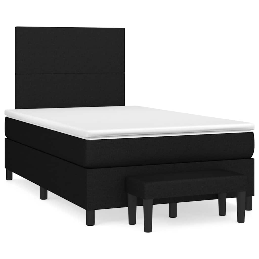 vidaXL Κρεβάτι Boxspring με Στρώμα Μαύρο 120x190 εκ. Υφασμάτινο