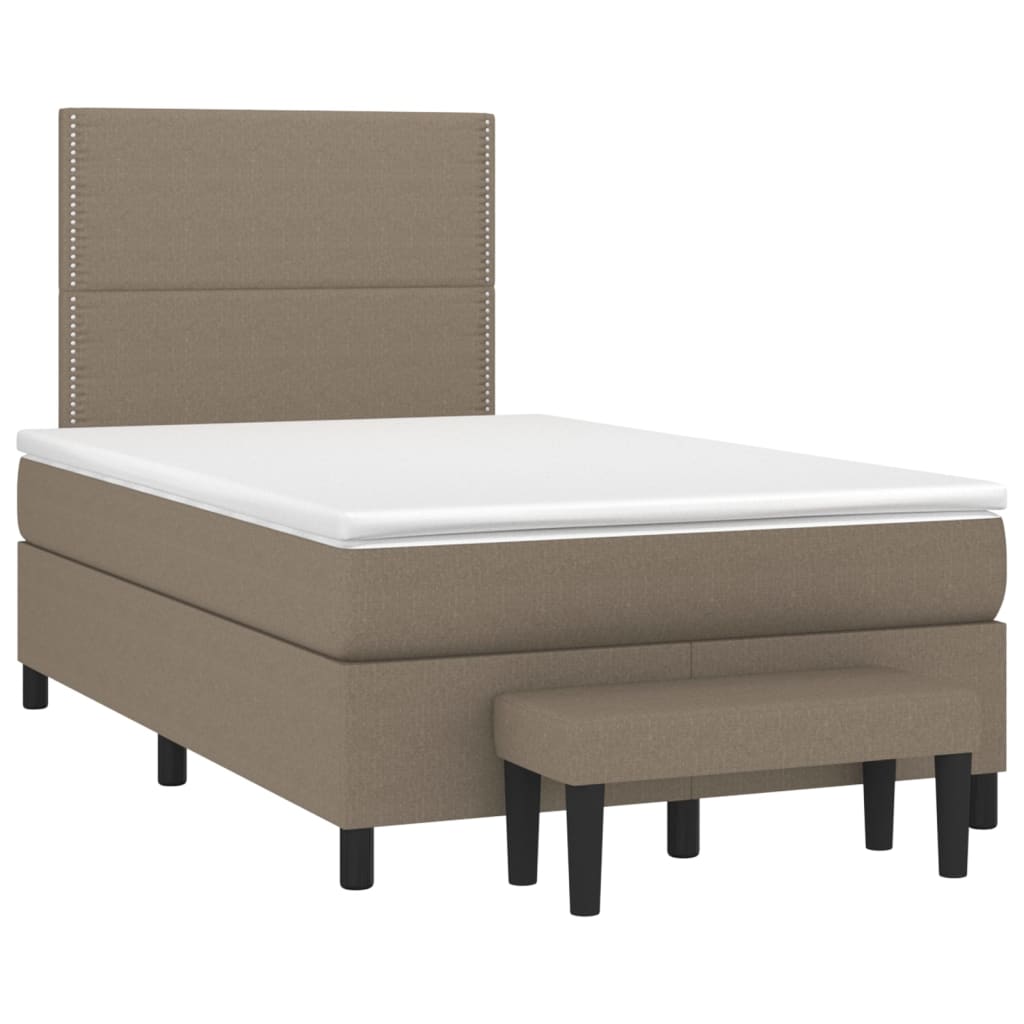 vidaXL Κρεβάτι Boxspring με Στρώμα Taupe 120x190 εκ. Υφασμάτινο
