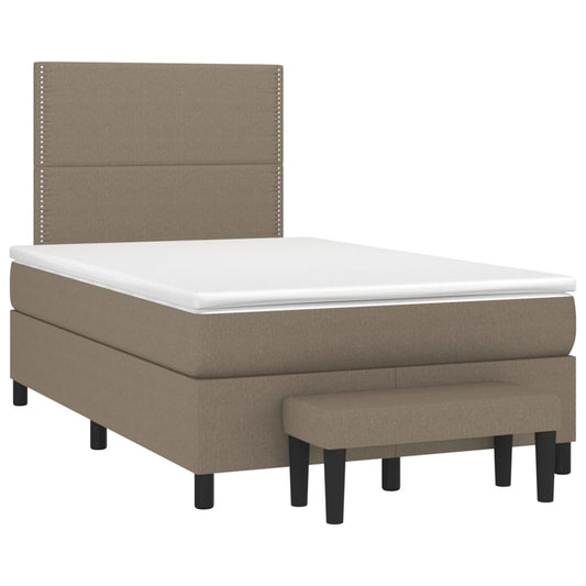 vidaXL Κρεβάτι Boxspring με Στρώμα Taupe 120x190 εκ. Υφασμάτινο