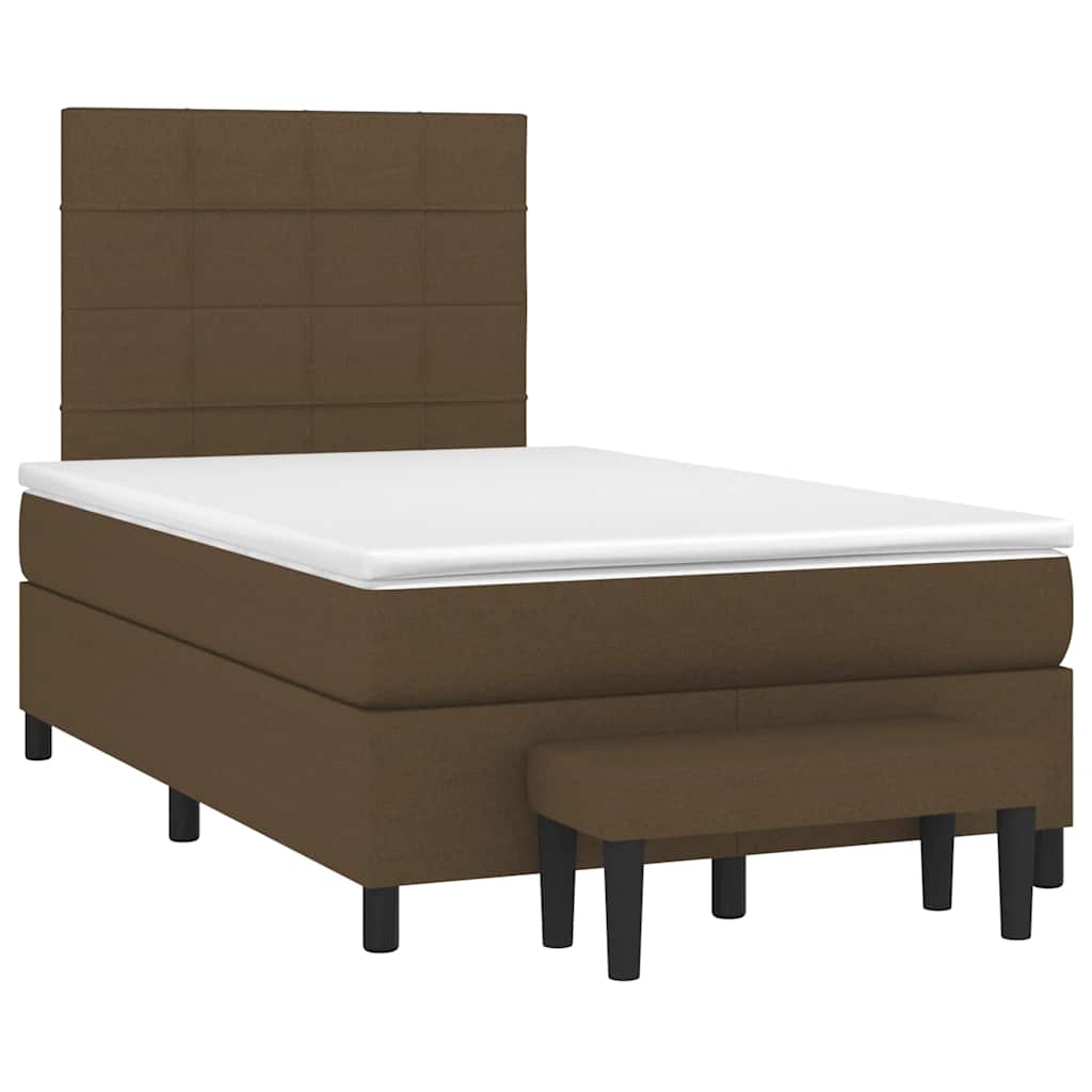 vidaXL Κρεβάτι Boxspring με Στρώμα Σκούρο Καφέ 120x190 εκ Υφασμάτινο