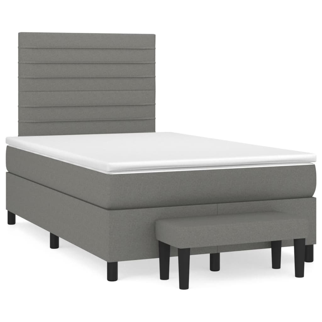 vidaXL Κρεβάτι Boxspring με Στρώμα Σκούρο Γκρι 120x190 εκ Υφασμάτινο