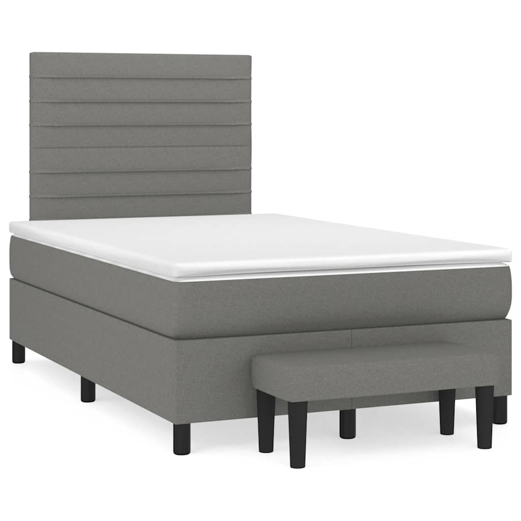 vidaXL Κρεβάτι Boxspring με Στρώμα Σκούρο Γκρι 120x190 εκ Υφασμάτινο