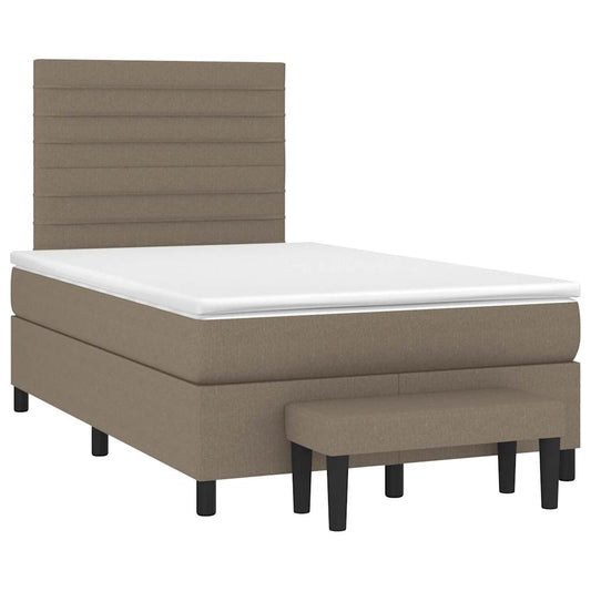 vidaXL Κρεβάτι Boxspring με Στρώμα Taupe 120x190 εκ. Υφασμάτινο