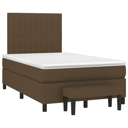 vidaXL Κρεβάτι Boxspring με Στρώμα Σκούρο Καφέ 120x190 εκ Υφασμάτινο