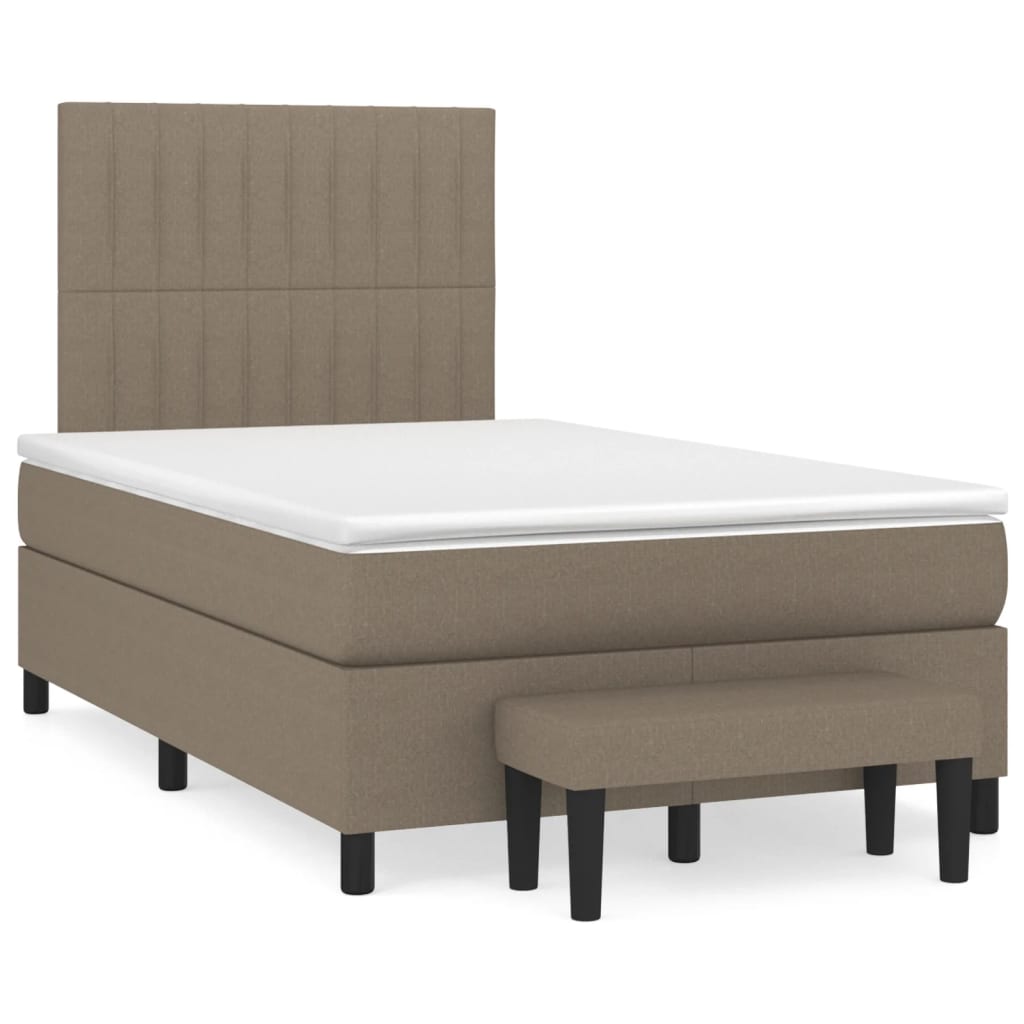 vidaXL Κρεβάτι Boxspring με Στρώμα Taupe 120x190 εκ. Υφασμάτινο
