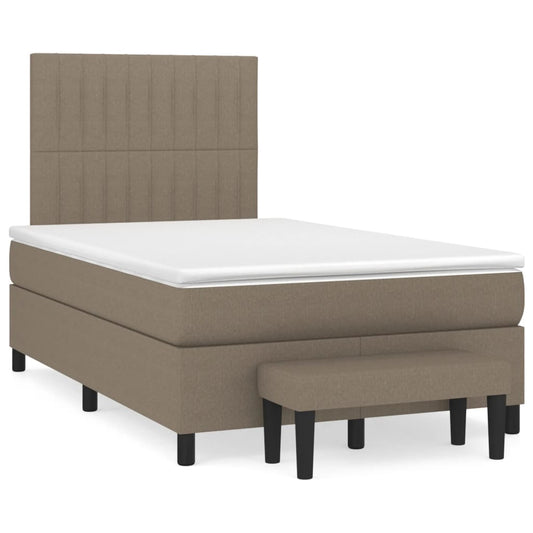 vidaXL Κρεβάτι Boxspring με Στρώμα Taupe 120x190 εκ. Υφασμάτινο