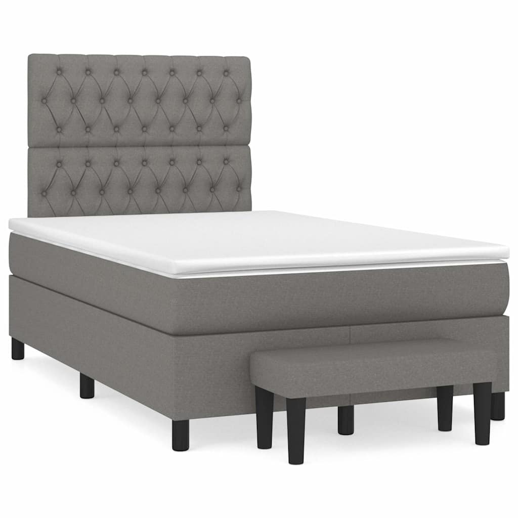 vidaXL Κρεβάτι Boxspring με Στρώμα Σκούρο Γκρι 120x190 εκ Υφασμάτινο