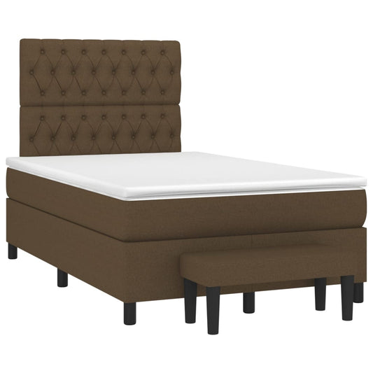 vidaXL Κρεβάτι Boxspring με Στρώμα Σκούρο Καφέ 120x190 εκ Υφασμάτινο