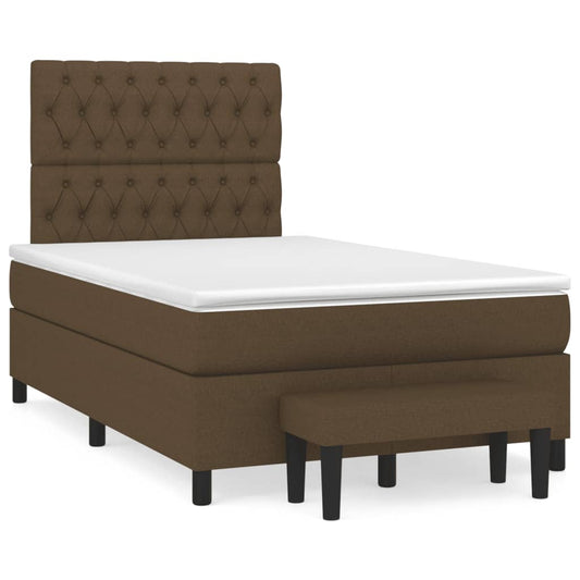vidaXL Κρεβάτι Boxspring με Στρώμα Σκούρο Καφέ 120x190 εκ Υφασμάτινο