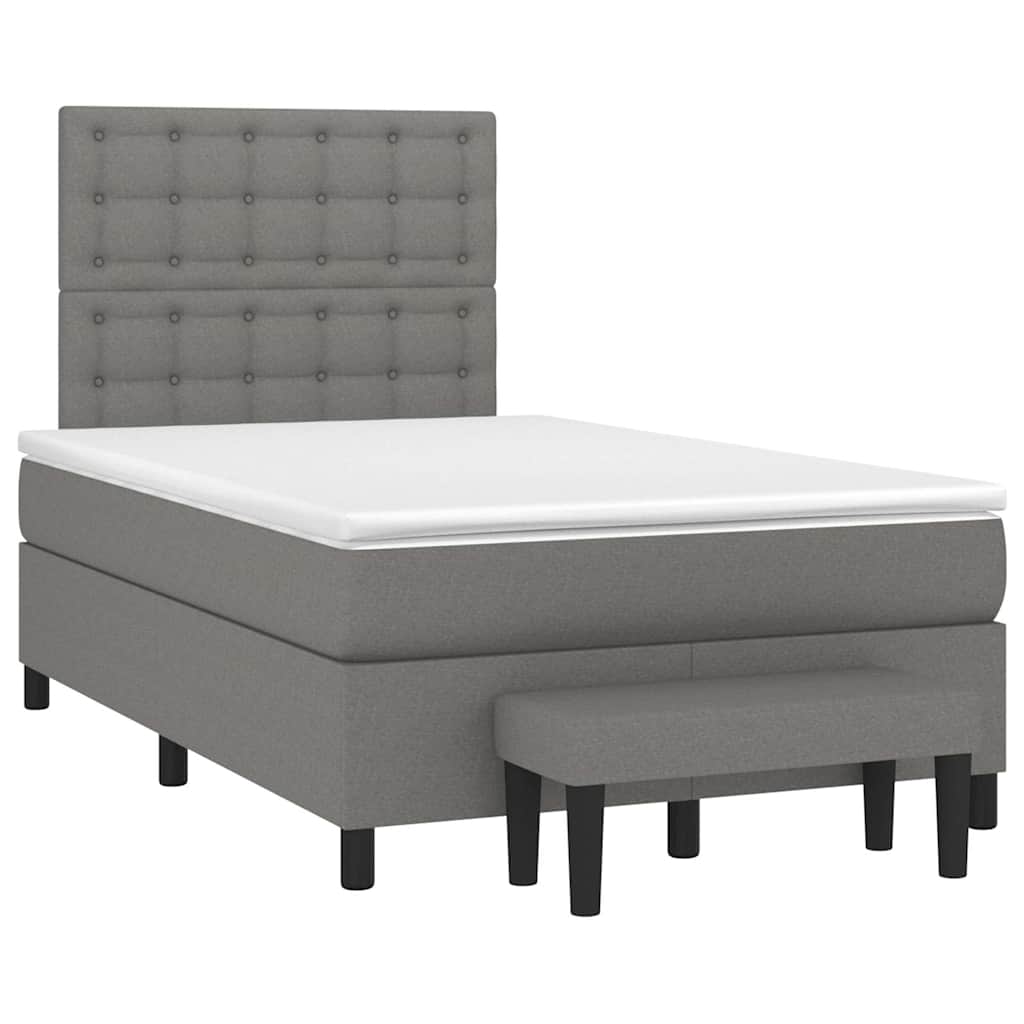 vidaXL Κρεβάτι Boxspring με Στρώμα Σκούρο Γκρι 120x190 εκ Υφασμάτινο