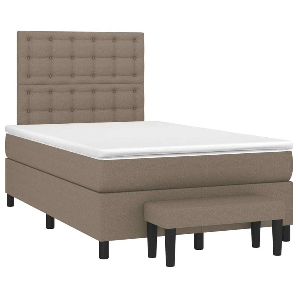 vidaXL Κρεβάτι Boxspring με Στρώμα Taupe 120x190 εκ. Υφασμάτινο