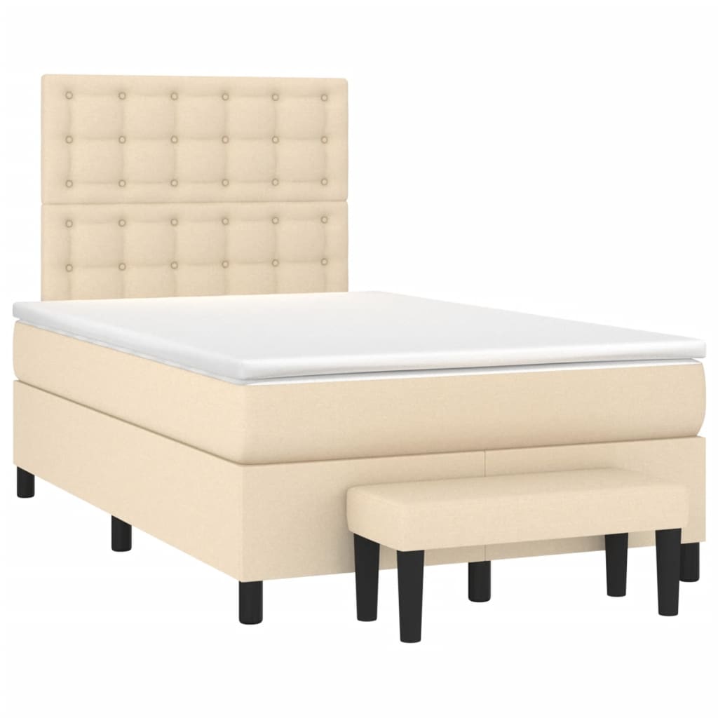 vidaXL Κρεβάτι Boxspring με Στρώμα Κρεμ 120x190 εκ. Υφασμάτινο