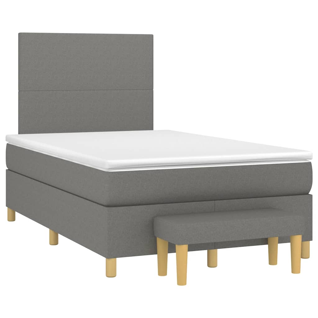 vidaXL Κρεβάτι Boxspring με Στρώμα Σκούρο Γκρι 120x190 εκ Υφασμάτινο