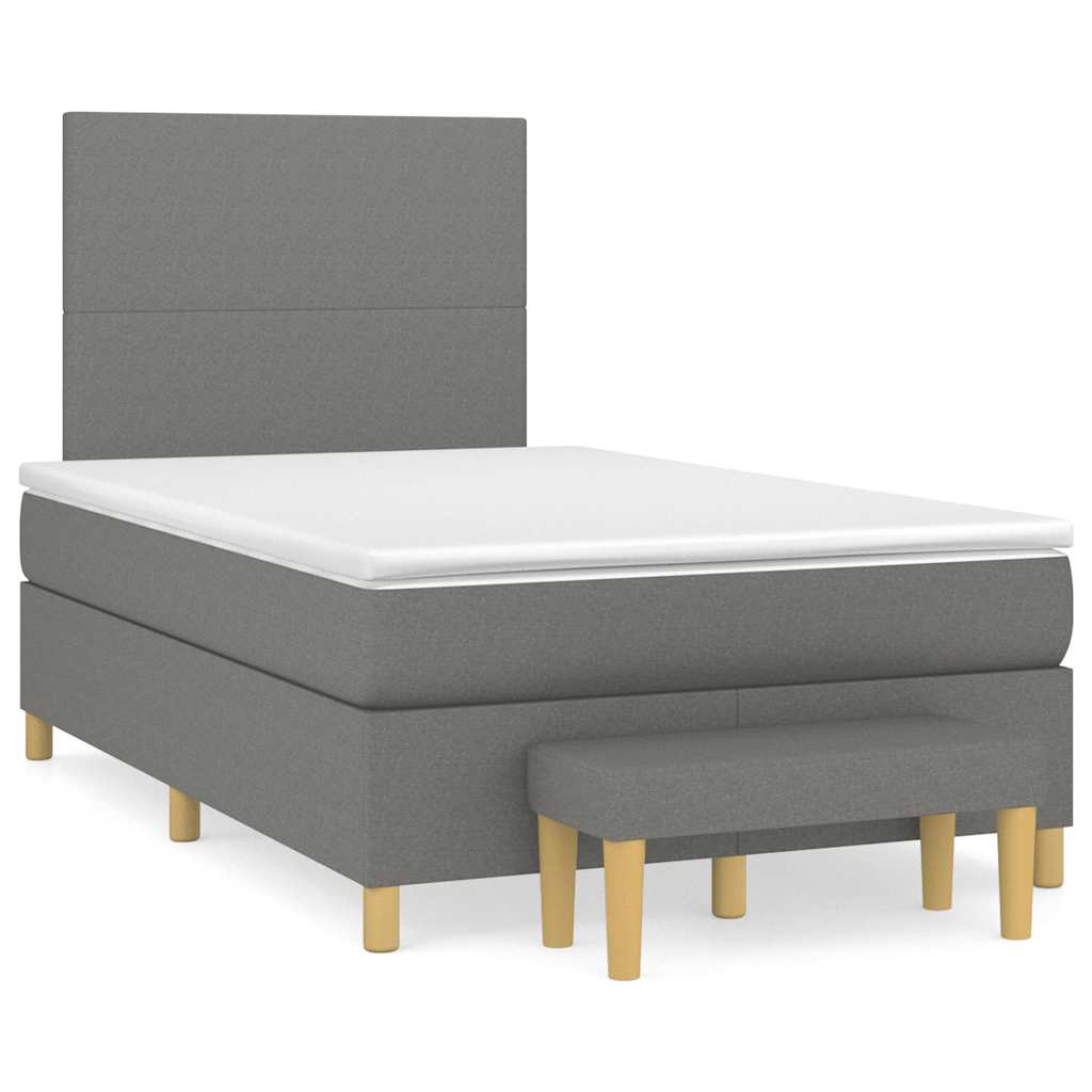 vidaXL Κρεβάτι Boxspring με Στρώμα Σκούρο Γκρι 120x190 εκ Υφασμάτινο