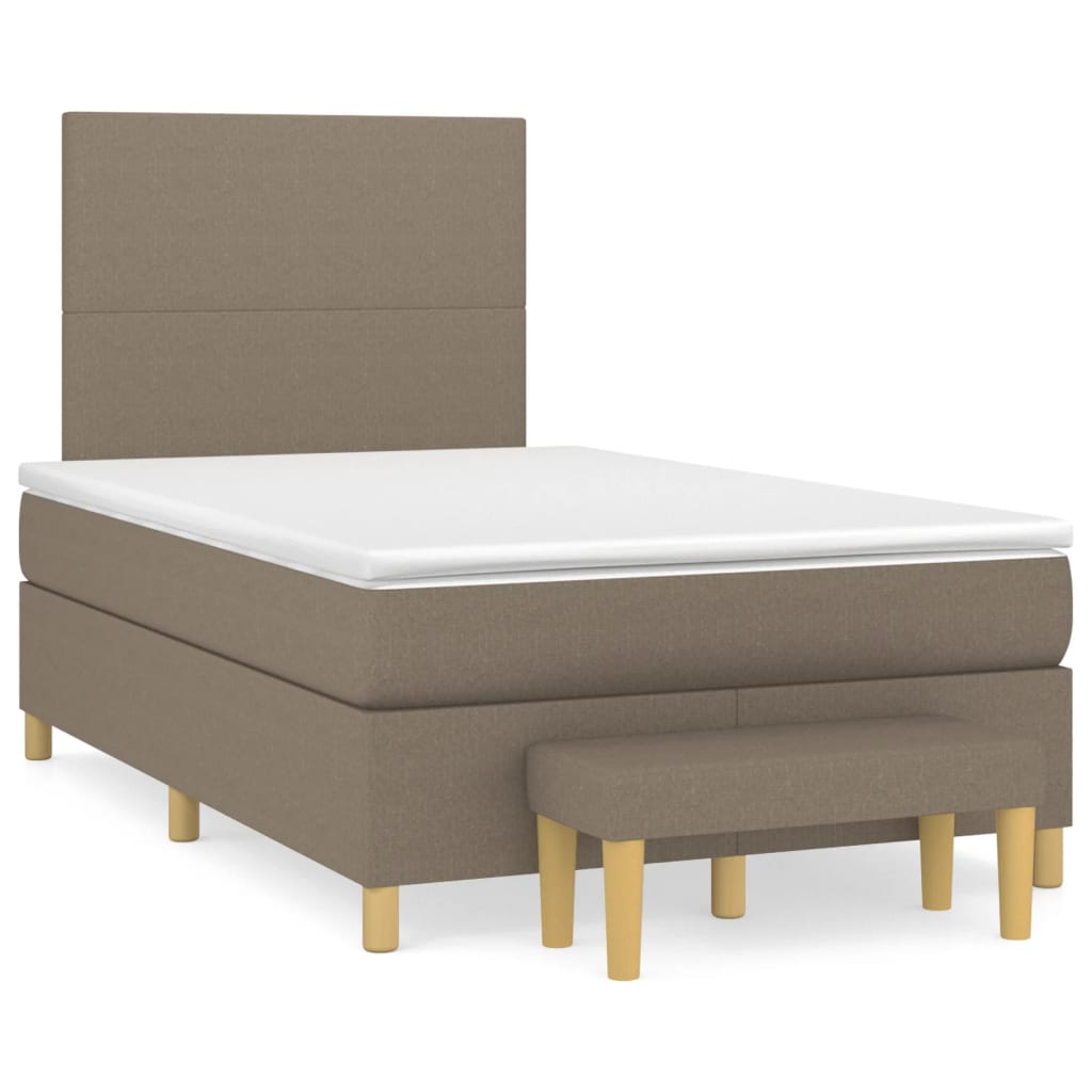vidaXL Κρεβάτι Boxspring με Στρώμα Taupe 120x190 εκ. Υφασμάτινο