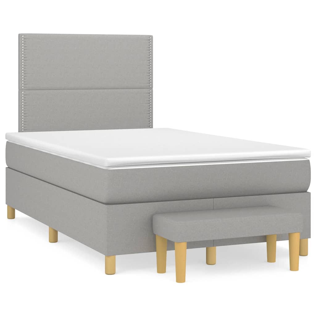 vidaXL Κρεβάτι Boxspring με Στρώμα Ανοιχτό Γκρι 120x190 εκ. Υφασμάτινο