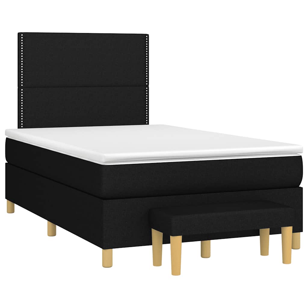 vidaXL Κρεβάτι Boxspring με Στρώμα Μαύρο 120x190 εκ. Υφασμάτινο