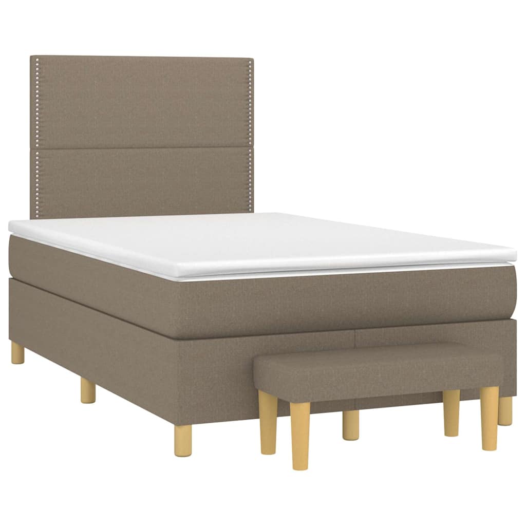 vidaXL Κρεβάτι Boxspring με Στρώμα Taupe 120x190 εκ. Υφασμάτινο
