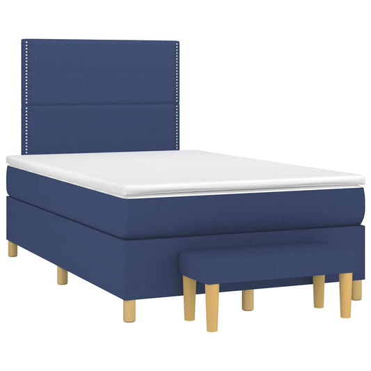 vidaXL Κρεβάτι Boxspring με Στρώμα Μπλε 120x190 εκ. Υφασμάτινο
