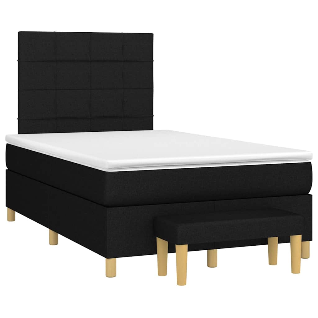 vidaXL Κρεβάτι Boxspring με Στρώμα Μαύρο 120x190 εκ. Υφασμάτινο
