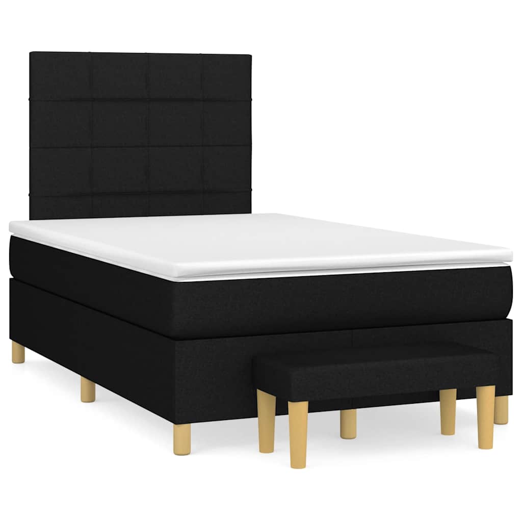 vidaXL Κρεβάτι Boxspring με Στρώμα Μαύρο 120x190 εκ. Υφασμάτινο