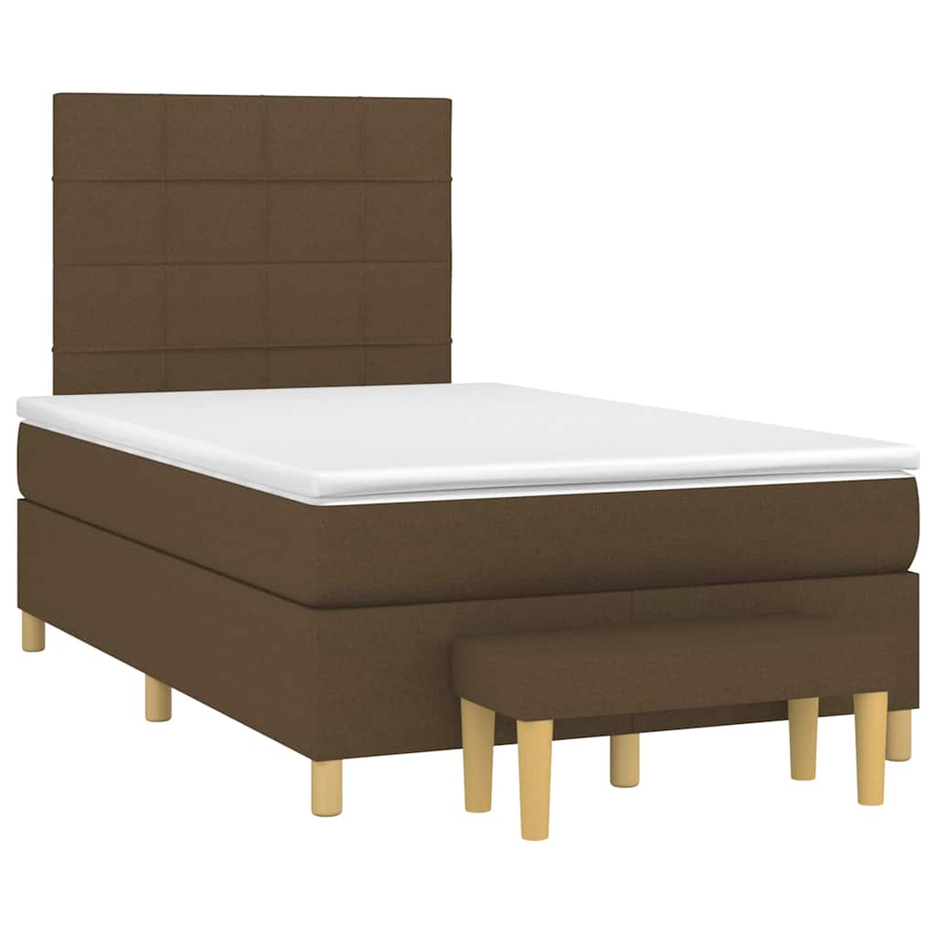 vidaXL Κρεβάτι Boxspring με Στρώμα Σκούρο Καφέ 120x190 εκ Υφασμάτινο