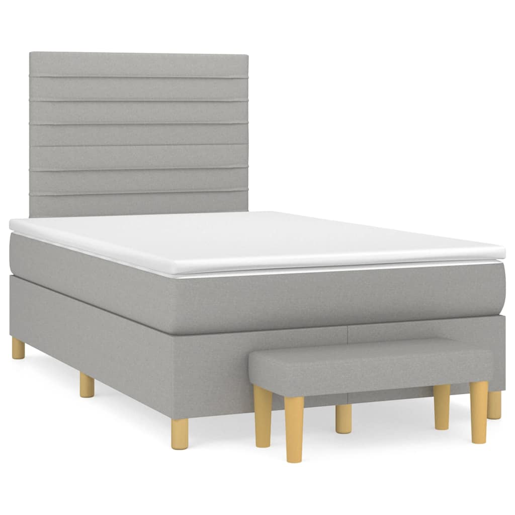 vidaXL Κρεβάτι Boxspring με Στρώμα Ανοιχτό Γκρι 120x190 εκ. Υφασμάτινο
