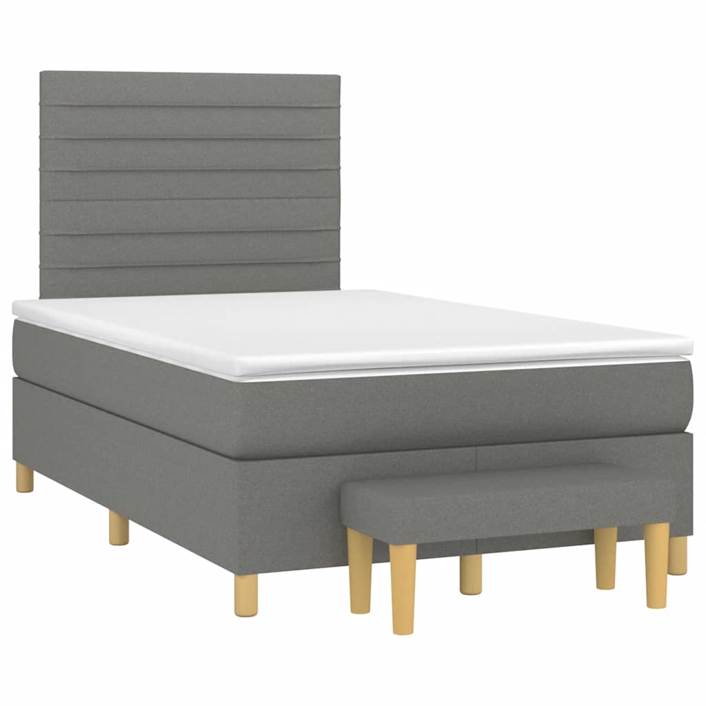 vidaXL Κρεβάτι Boxspring με Στρώμα Σκούρο Γκρι 120x190 εκ Υφασμάτινο