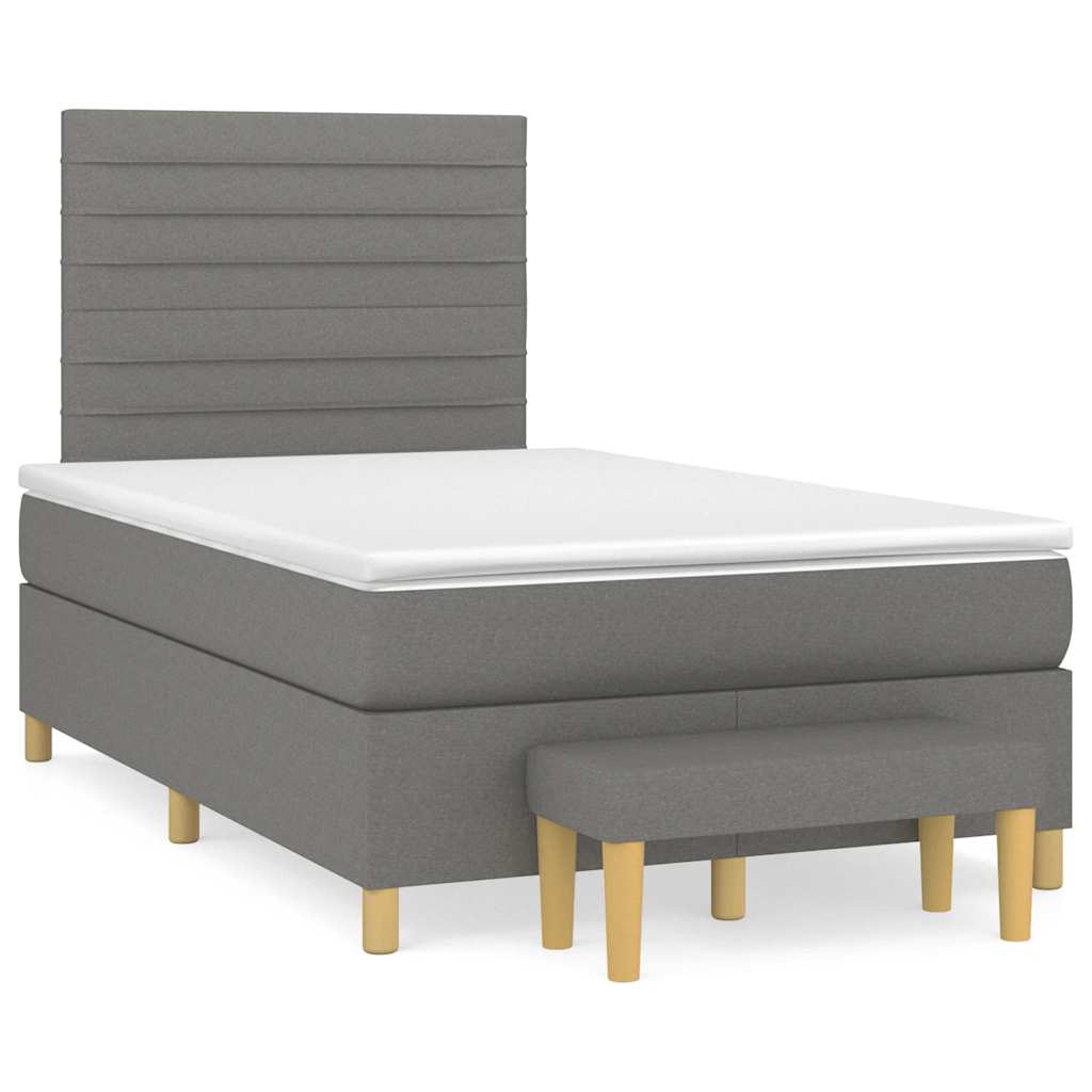 vidaXL Κρεβάτι Boxspring με Στρώμα Σκούρο Γκρι 120x190 εκ Υφασμάτινο